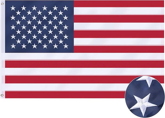 American Flag 8x12 Ft, US Deluxe Embroidered Heavy Duty Polyester Durable Outside Flags with Brass Grommets