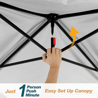 COBIZI 10x10 Pop Up Gazebos on Clearance 11x11 Canopy Tent Easy Up Outdoor Gazebo Waterproof Portable Gazebo with Mosquito Nettings, Double Vented Roof and Carry Bag for Patio Garden Lawn(Gray)