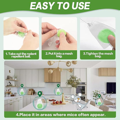 Mouse Rodent Repellent Balls -28 Pack Natural Peppermint Oil for Mice, Rats, Squirels & Spiders - Safe for Pets & Family -Indoor/Outdoor Pest Control for Home, Kitchen, Garage