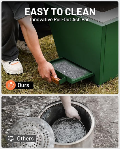 LEGACY HEATING Smokeless Fire Pit, Portable Outdoor Firepits 20 inch, Carry Handle for Backyard Patio Camping Bonfire, Stainless Steel, Ideal for 4-8 People, 32.19 lbs, Green, Cyberpit One