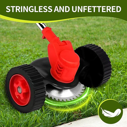 Wood Ranger Weed & Lawn Trimmer,3 in 1 Cordless Grass Trimmer,24V Cordless String Trimmer, Wheeled Weed Eater with 2 Batteries, Electric Lawn Edger Tool Set, 6-Inch Cutting Width(Red)