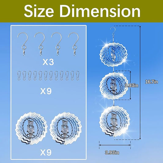 9 PCS Stainless Steel Bird deterrents for Outside,Crow Deterrent,3D Bird Scarer Discs Set Pigeon Deterrent,Bird reflectors to Keep Birds Away Woodpecker Deterrent for House
