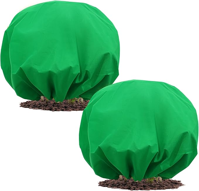 NNG 2PCS 6.1ft Dia. Round Winter Plant Covers Reusable Tree Freeze Protection with Drawstring Potted Plant Frost Blanket Outdoor Shrub Plant Cover for Winter Garden Potted Vegetable