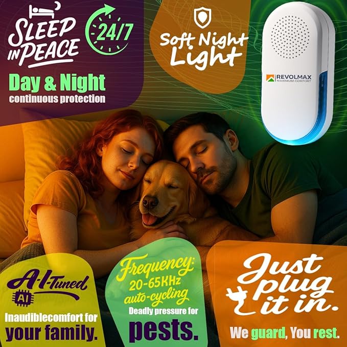 CORE 29 Ultrasonic Pest Repeller, 6Pack – Indoor Plug-In Pest Control, Up to 1600 sq ft per Unit, Chemical-Free Mouse Rat Roach Ant Spider Flea Mosquito & Ultrasonic Bat Repeller with Soft Night Light