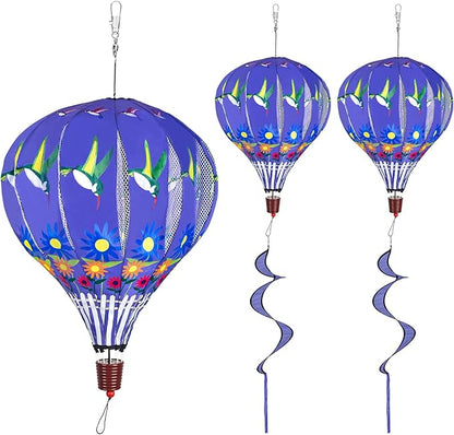 Giant Hummingbird Hot Air Balloon Garden Wind Spinners Large Pinwheels Whirligigs Windmill Toys for Kids Yard Decor Lawn Decorations Outdoor Whirlygig Windmills Wind Twister Everyday 59" L 2Pack
