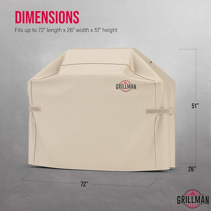 Grill Cover by Grillman, Tan, 72 Inch, BBQ Outdoor Grill Covers, Charcoal & Gas Grills, Waterproof, Rip-Proof, Weather-Resistant, Anti-UV, Barbecue Cover for Weber, Genesis, Charbroil, Nexgrill, etc