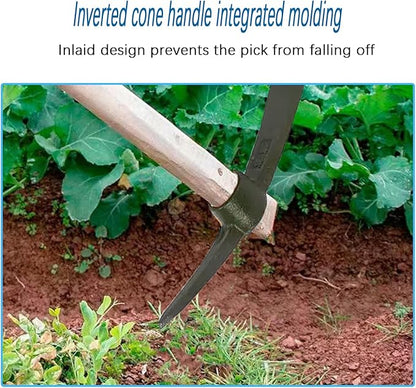 Forged Heat Treated One Piece Intact cast Iron Hoe,Weeding Garden Pick Axe,for Gardening,Camping and Outdoors Climbing Pickaxe