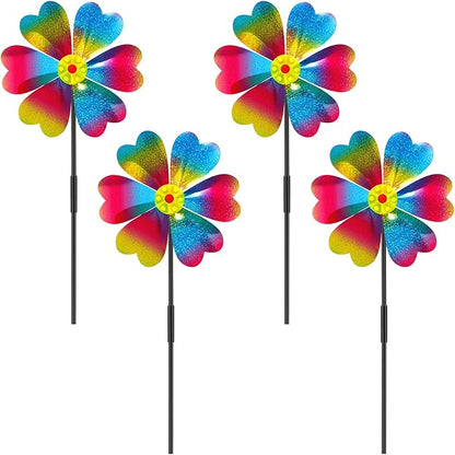 4PCS Wind Spinners for Yard and Garden, Sparkly Lawn Yard Decorations Pinwheels Colorful Whirligigs Windmill for Christmas Outdoor Decor (Sparkly)