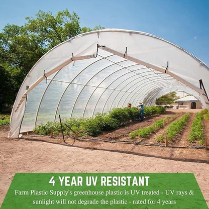Farm Plastic Supply 4 Year Clear 6 mil Greenhouse Plastic Sheeting - Polyethylene Transparent Greenhouse Film (60' x 100')