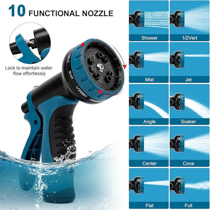 Metal Garden Hose 100 FT, Stainless Steel Hose, Water Hose with 10 Function Nozzle, No Kink & Tangle, Easy to Use & Store, Heavy Duty Lightweight Outdoor Hose