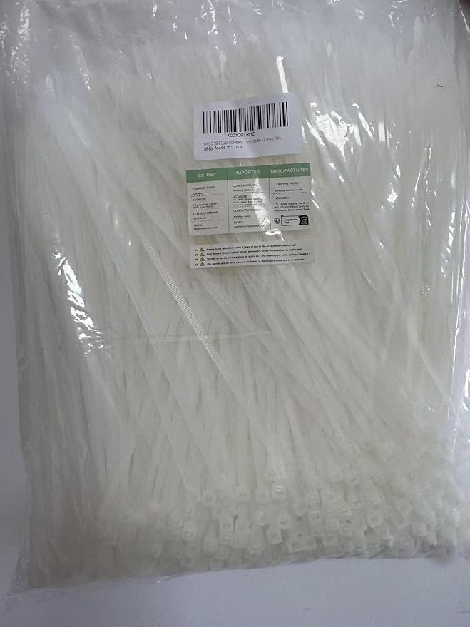 XINGO Cable Zip Ties (500 Pack), 40 Pounds Tensile Strength-Heavy Duty, Ultra Strong Durable Zipties, Self-Locking UV Resistant Nylon Plastic Wire Ties for indoor and outdoor (12 Inch, White)