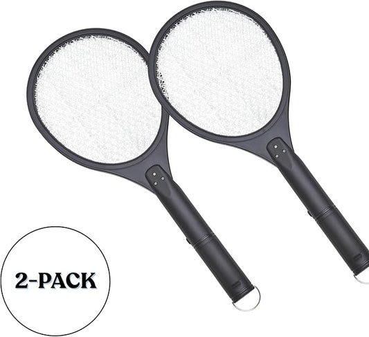 Black Flag 2-Pack Electric Bug Zapper Rackets – Mosquito & Fly Swatter, Battery Operated (Black)