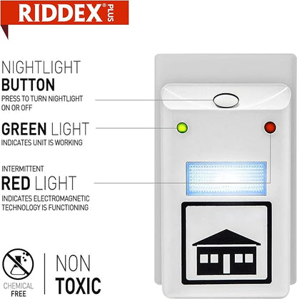 RIDDEX Plus Insect Control- Plug in, Mouse Deterrent - Pest Control for Defense Against Rats, Mice, Roaches, Bugs and Insects (Wood)