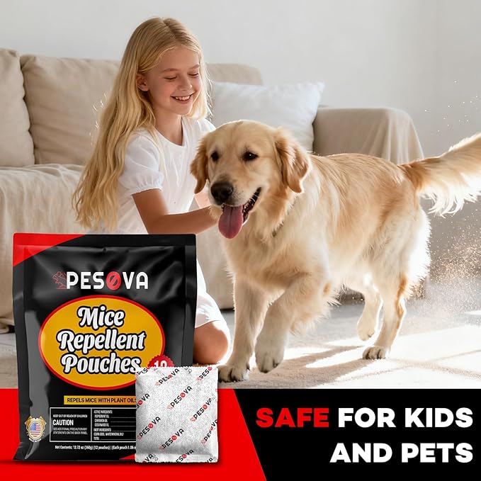 Mouse Repellent Pouches, Natural Rodent Repellent for Home, Car, RV, Garage, and Storage-Peppermint Scented Mice Repellent, Long-Lasting Indoor & Outdoor Rodent Defense (6 Pack)