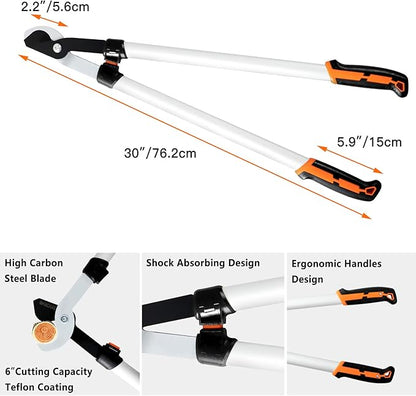 GARCARE 4 IN 1 Garden Shears Pruning Set with Bypass Pruning Shears Compound Lopper and Hedge Shears and Folding Saw with Carbon Steel Sharp Blades