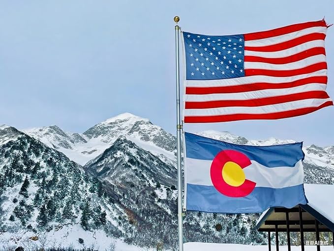Colorado State Flag 4x6 Ft Deluxe Full Embroidered Premium Polyester Durable CO Outside Flag with Sewn Stripes and Brass Grommets for Indoor/Outdoor