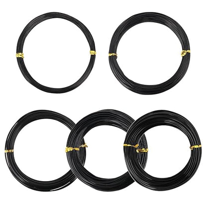 5 Roll Anodized Aluminum Bonsai Training Wire Kit with Bag, Black Bonsai Training Wire, Plant Wire Kit for Bonsai Artists & Beginners by Biugaaufai (1.0mm, 1.5mm, 2.0mm, 2.5mm, 3.0mm,5-Size 328 Feet)