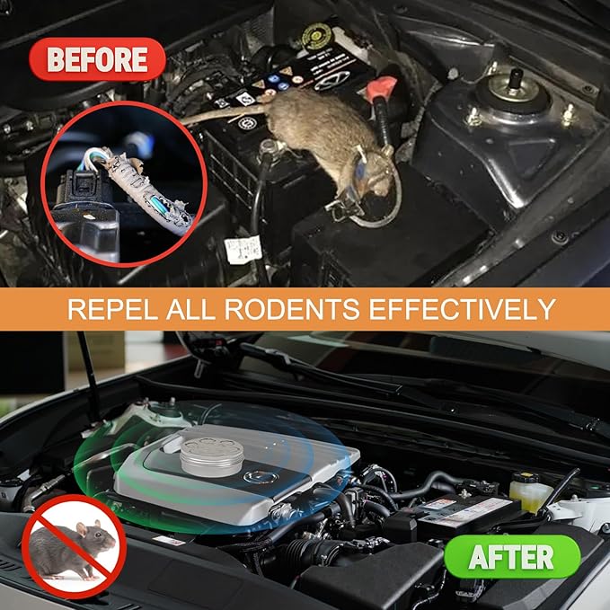 6 Pack Mouse Repellent with Peppermint Oil - Natural Rodent Deterrent for 24/7 Protection in House, Car, Garage & Attic,Human & Pet Safe