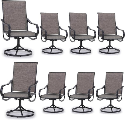 MFSTUDIO Outdoor Swivel Patio Chairs Set of 8, Patio Dining Chairs with Breathable Textilene Fabric & Metal Frame, Weather-Resistant Outdoor Furniture Chairs for Deck, Yard, Lawn, Garden