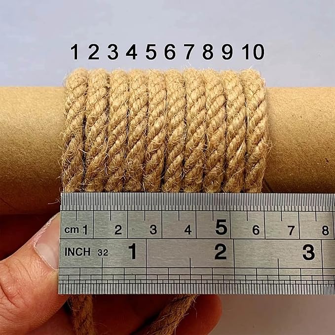2-Pack Natural Jute Twine Rope, 6mm x 656ft Heavy Duty & Eco-Friendly - for Crafts, Gardening, Cat Scratching Post, Bundling & Hanging, 328Feet/Roll
