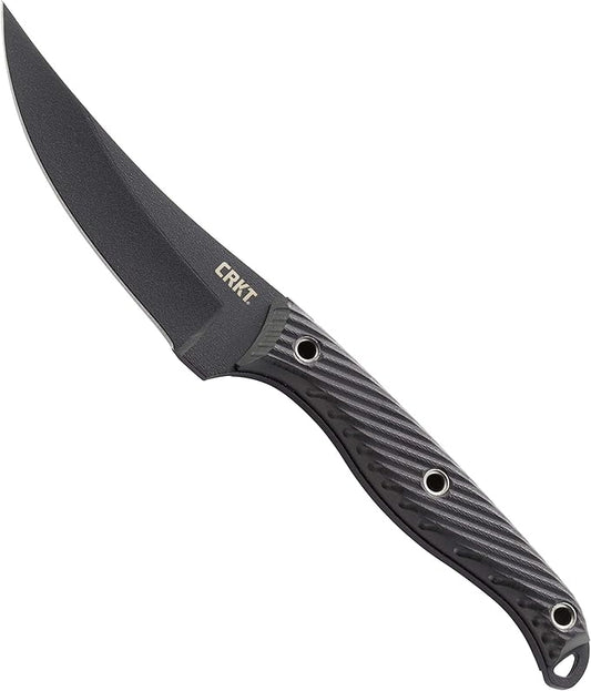 CRKT Clever Girl Fixed Blade Knife with Sheath: Powder Coated SK5 Steel, Upswept Blade, Textured Nylon Handle, Molle Compatible Sheath 2709,Black