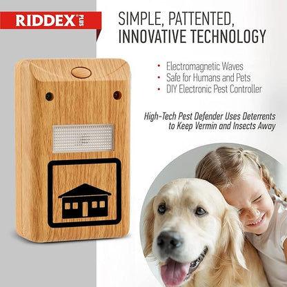 RIDDEX Plus Insect Control- Plug in, Mouse Deterrent - Pest Control for Defense Against Rats, Mice, Roaches, Bugs and Insects (Wood)