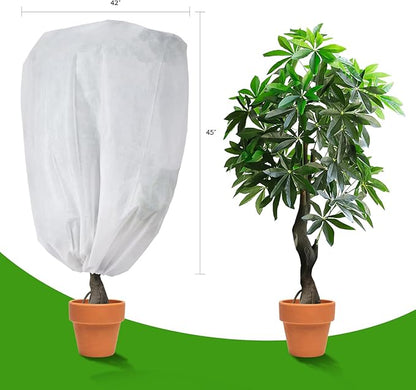 2-Pack Plant Covers Freeze Protection 42" x 45" 2.2 oz, Frost Cloth Plants Jacket Drawstring Tree Cover for Outdoor Plants, Shrub Potted Plants Winter