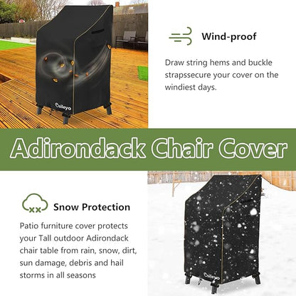 Adirondack Chair Cover 2 Pack,Waterproof Heavy Duty Outdoor Tall Adirondack Chair Covers 2 Pack,Patio Adirondack Chair Cover for Outdoor Chair(30 W x 32 D x 46 H inches) Black