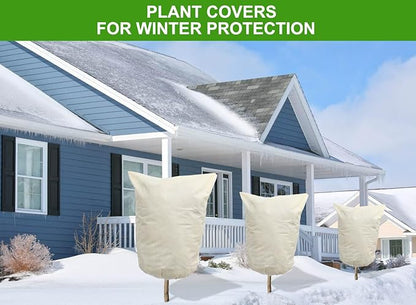 2 Pack Plant Covers Freeze Protection 2.8 oz/yd², 47.2" X 70.9" Large Winter Tree Covers Freeze Protection Bags Frost Blankets Shrub Jacket for Outdoor Plants Frost Cloth with Zipper Drawstring