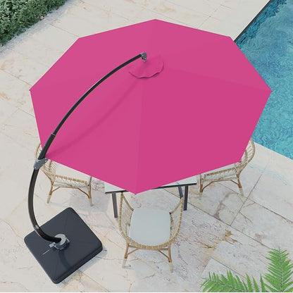 Outdoor Patio Umbrella with Sand Bag Included, 11 FT Deluxe Curvy Cantilever Umbrella Offset Hanging Umbrella with 360° Rotation for Market, Pool, Garden, Backyard, Deck