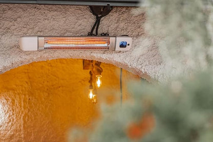 Infrared Patio Heater, Carbon Wall Mounted Heater 300/1500W, 6 Heat Modes Outdoor Heater, IP55 Waterproof, Instant Heat in 3 Seconds, Remote Control (WHITE)