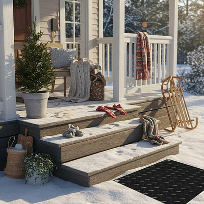 Riakrum 1 Pcs Heated Snow Melting Mats Outdoor, 30 x 30 in Winter Anti-Slip Heated Rubber Mat for Walkways Decks and Sidewalks, Snow and Ice Melting Pads Connection with 9.84 ft Power Cord