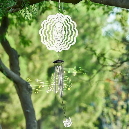 Wind Chimes with Angel Wind Spinner, Outdoor Garden Decor Wind Spinner, Gifts for Women, Mom, Retirement, Teacher, Parents Birthday, Memorial Gift for Garden Porch Patio Home Decor