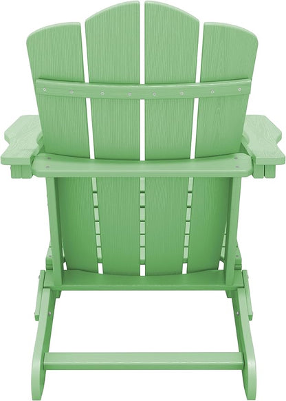KINGYES Folding Adirondack Chair Set of 2, HDPE All-Weather Folding Adirondack Chair, Light Green
