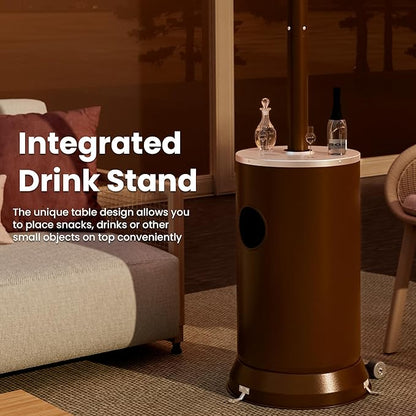 PAMAPIC 48000 BTU Patio Heater with high-strength waterproof cover, Propane Heater for Outdoor Use 2 in 1 Table Design, Double-Layer Stainless Steel Burner,Residential, Gray (Brown)
