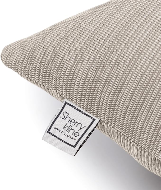 Ottomanson Sherry Kline Island Breeze Indoor/Outdoor Square Filled Pillow Sand 18"x 18" Set of 2