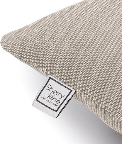 Ottomanson Sherry Kline Island Breeze Indoor/Outdoor Square Filled Pillow Sand 18"x 18" Set of 2