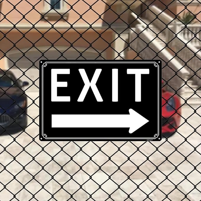 12x16" Exit Sign With Left Arrow - High-Intensity Aluminum Parking Lot Sign, Weatherproof & Fade-Resistant, Ideal for Outdoor & Indoor Use - Curbside Sign(horizontal version)