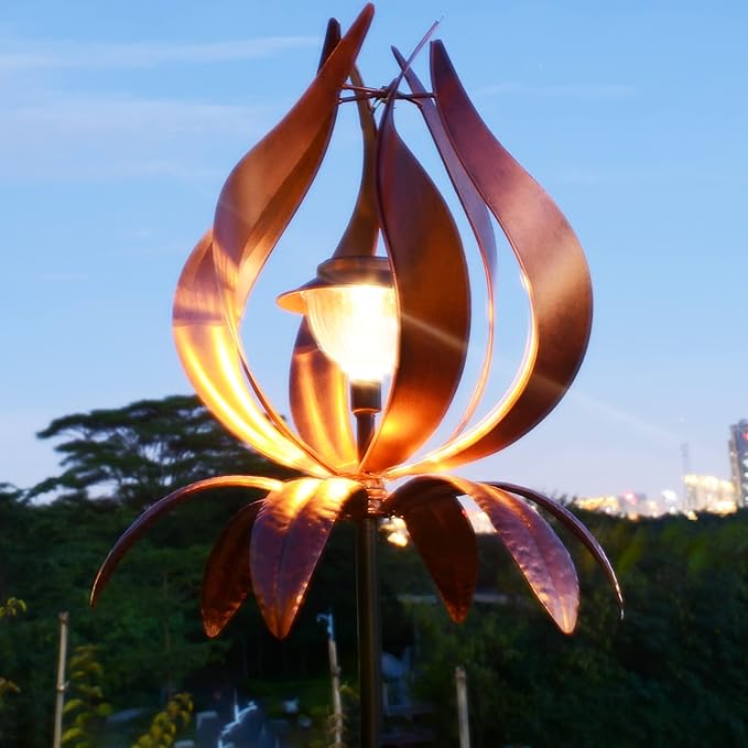 J-Fly Solar Wind Spinners Outdoor Garden Spinner Solar Spinning Windmill Super Large Spinning Garden Ornaments Perfect for Patios, Lawns Or Gardens 83 Inch