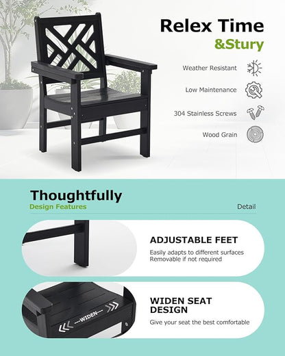 10 Piece HDPE Outdoor Dining Set for 8, Patio HDPE Furniture Set with 2 Table and Umbrella Hole, Outdoor Table and Chairs for Garden, Poolside, Backyard, Deck