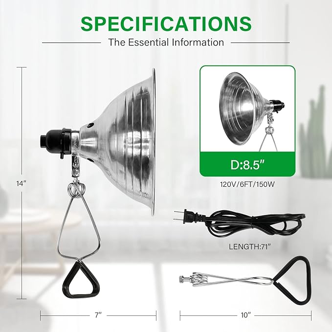Simple Deluxe Clamp Lamp Light 150 Watt with 8.5 Inch Aluminum Reflector (no Bulb Included), 6 Feet Cord, 2 Pack, Black, New Version
