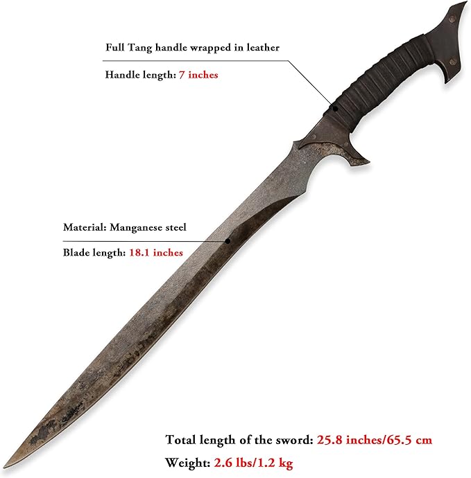 SV Handmade cast Manganese Steel Chopping Blade Sword, Full Tang, Outdoor, Hunting, Camping, Hiking, Survival, with Protective Cover, Multiple Styles to Choose from