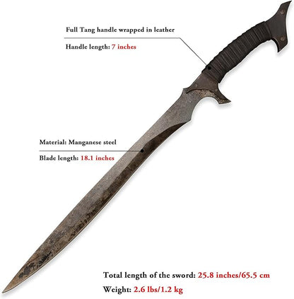SV Handmade cast Manganese Steel Chopping Blade Sword, Full Tang, Outdoor, Hunting, Camping, Hiking, Survival, with Protective Cover, Multiple Styles to Choose from