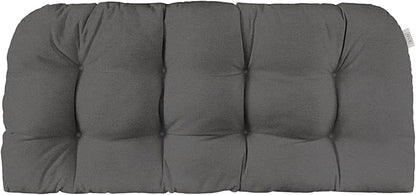 RSH DECOR Sunbrella Tufted Wicker Loveseat Cushion | 41” x 19" | Water and Fade-Resistant Performance Fabric | Outdoor Settee Cushion for Patio Furniture | Made in USA (Cast Charcoal Grey)