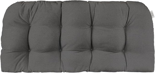 RSH DECOR Sunbrella Tufted Wicker Loveseat Cushion | 41” x 19" | Water and Fade-Resistant Performance Fabric | Outdoor Settee Cushion for Patio Furniture | Made in USA (Cast Charcoal Grey)