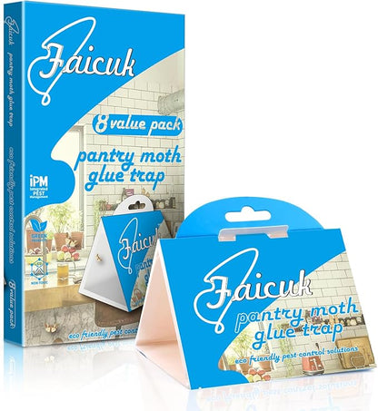 Faicuk Pantry Moth Traps with Pheromone Attractant for Home, Kitchen, and Storeroom Odorless, Insecticide-Free and Non-Toxic (8 Pack)