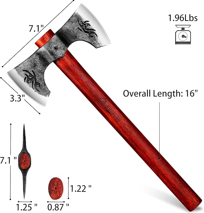 NEDFOSS Thor 16" Throwing Axe 2 Pack, Professional Throwing Axes and Tomahawks. Perfect for Axe Throwing Game for Backyard, Recreation, Competition, Gifts for Men Women（2pcs）