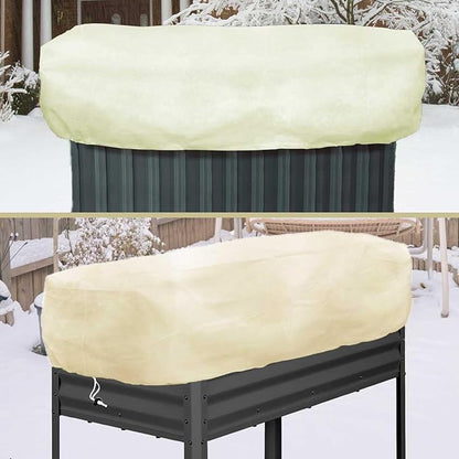 2 Pack Plant Covers Freeze Protection for Raised Beds Rectangular Planter Frost Fabric with Drawstring 2.82oz/yd² Reusable Raised Beds Frost Cloth for Winter Outdoor Plants (Beige,for Cover a 4x2x1ft)