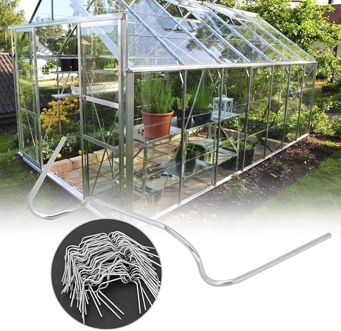 Mumusuki 50 Pack Stainless Steel Greenhouse Clips, Rust Proof Spring Clamps for Plexiglass Panels, Universal W Glazing Clips Tool, No Drilling Installation