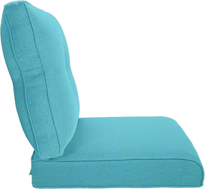 Pop 22x25/22x24 Outdoor Furniture Cushions Set of 6 - Comfortable Patio Chair Cushion for Rattan Wicker Dining Rocking Swivel Chairs Loveseat Couch L-Shape Sectional Sofa - Turquoise/Button